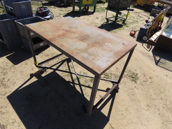 34inch x 30inch x 48inch metal work table on wheels