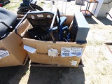 Cardboard box w/chairs, propane tanks, misc items