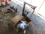 Pallet w/Durham wire spool rack, wood storage container