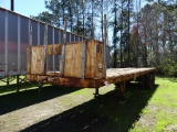 Brown flatbed T/A trailer, 36ft long head board, wood floor, tie down straps, air brakes **NO TITLE*