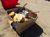 (4) industrial safety trash cans w/misc items