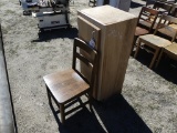Wood cabinet w/welders coat