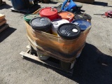 Misc. 5gallon buckets of engine oil, transmission fluid, hydraulic fluid, 30gallon 90wt gear oil, sy