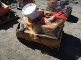 Tire repair patch box, 92) woven slings, oxygen tank bracket, Misc. chain saw supplies, chaps, helme