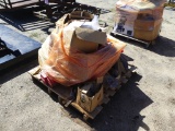 Misc equipment manuals, misc floor jack stands, box of concrete trowels, log clamp, misc CAT nuts &