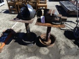 (2) welding tables w/vise & welding helments