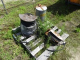 Pallet w/roll 3/8 rubber hose/metal can