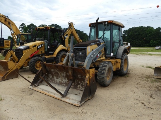 JOHN DEERE 310SJ Backhoe, Cab, 4x4, diesel, 4n1 bucket, forks, 7348hrs, injection pump has a miss, e