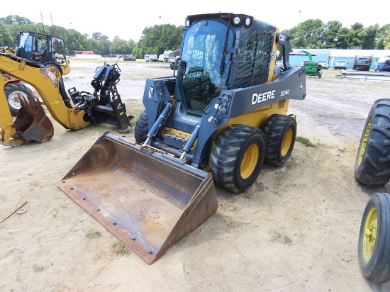 2019 JOHN DEERE 345G Skid Steer, cab/air, hyd plumbed, rubber tires **Bad hyd pump**