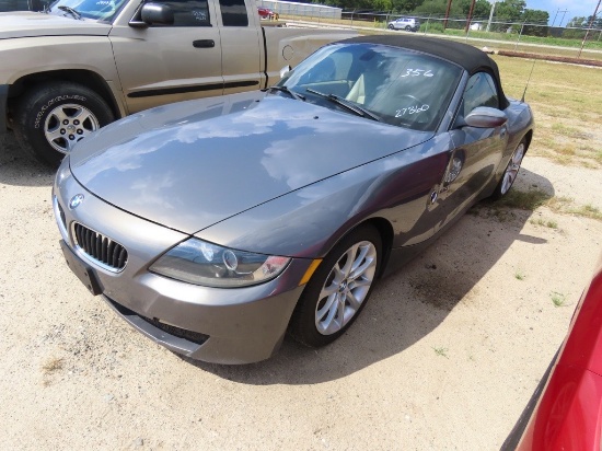 2007 BMW z4 2-door convertible sports car, inline 6 cyclinder, A/T, 134,707 miles on odometer s/n:4U