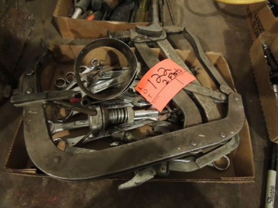 2 flats - hand wrenches, ring depressor, screwdriver, soldering gun, torch