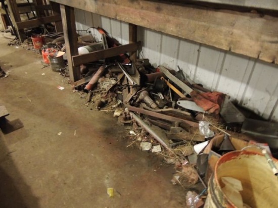 All contents under  bench, scrap metal and misc. items, sold all together,