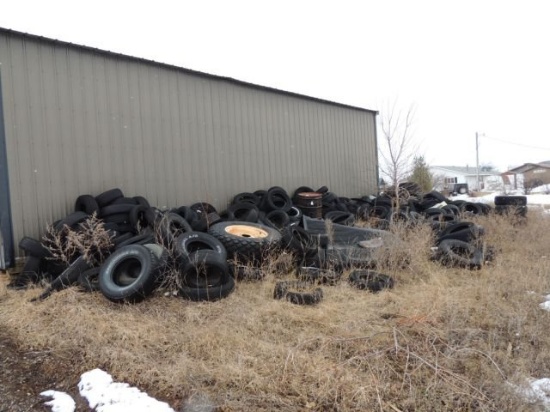 Many used tires, buyer takes all tires outside of the south side of lean to
