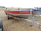 1986 Lund 16ft fishing boat with 9.8 HP mercury tiller motor, with shorelin