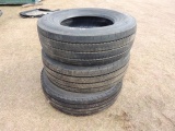 1 good year and 2 michelin truck tires, 305/70R22.5, two have been repaired