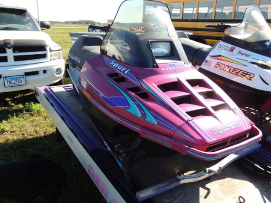 1997 Polaris Indy Sport snowmobile, purple in color, 3114 miles, MN reg. BY