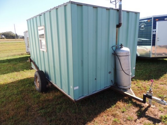 8x12 fish house on wheels, with 100 lb. propane tank