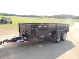 2017 Load trail 14 ft. dump trailer, 2- 7K axles, electric brakes, skid loa