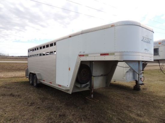 2002 Exiss 20ft Aluminum stock combo trailer, GVWR 14,000 lb tandem axles,