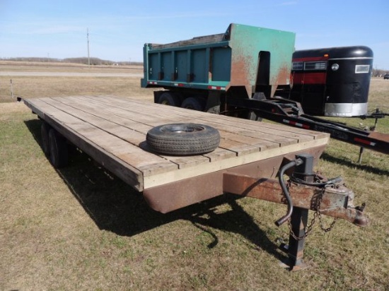Tandem axle trailer, wood bed, 99 inches by 24 ft