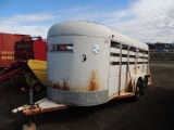 1974 Hickory stock trailer, 16ft bumper hitch, white, titled