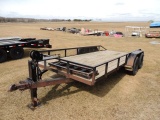 Tandem Axle Trailer, no paperwork home made, 16 ft, 2 ramps, front winch, 7