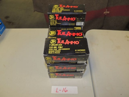 10 boxes of 40 per box TulAmmo 7.62x39mm 122 gr. FMJ steel case