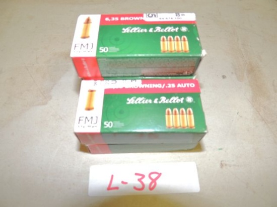 5 boxes 50 per box Lellier &Bellot 6,35 browning/.25 auto FMJ