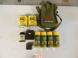 4 cans of rem oil can of bore cleaner , 2 cans of rig and a first aid kit j