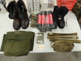 US military duffel bag, 3 military straps , 1 pair of sorel alaska mens siz
