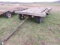 John Deere wagon running gear with flat bed, flat bed is in poor condition