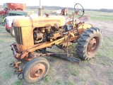 Minneapolis Moline BG one row tractor, original decals, runs, fair rubber,