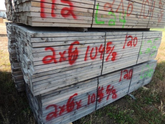 one bunk of 2x6 x 104 5/8 inch long lumber 120 pieces, taxed item, located