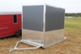 Nice aluminum fish house on skids, custom built, well built 6x8, like new,