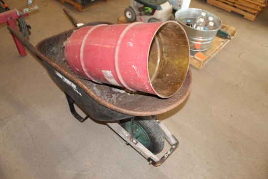 wheelbarrel and metal can (M)