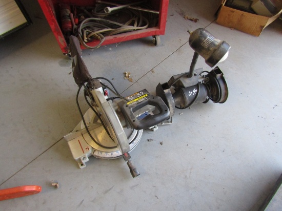 Delta Shopmaster Miter Saw and bench grinder