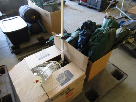 Camping chairs, RV antenna, tent