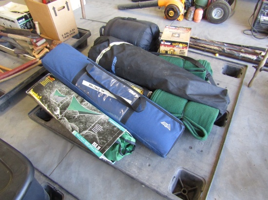 camp lot, fishing blind, tents ect.