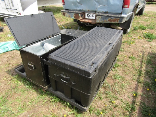 Pallet of Camping boxes and Truck Box