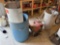 Two garbage cans and toro blower