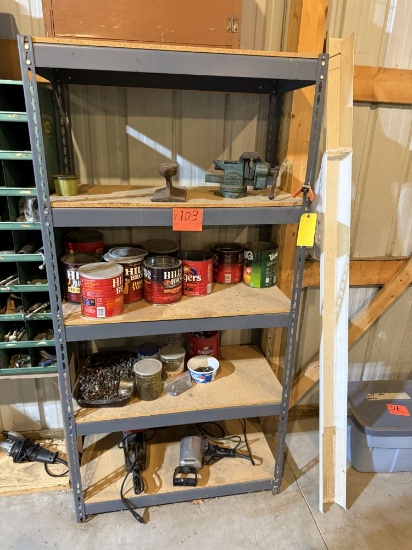 Metal Shelving with contents
