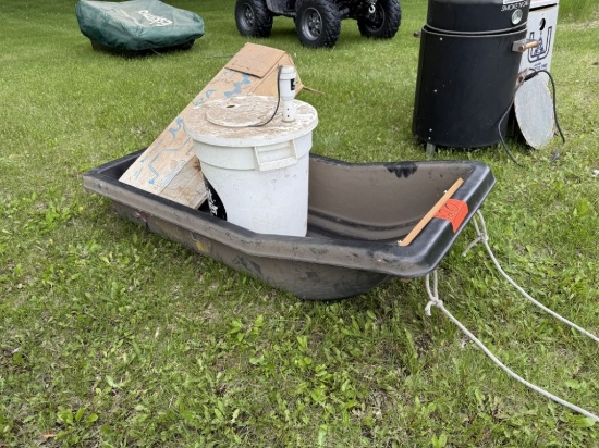 Ice Fishing Sled and Bait Saver Bucket