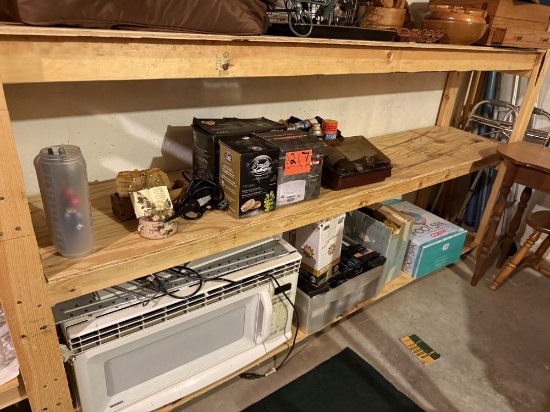 4 shelves of home and décor items