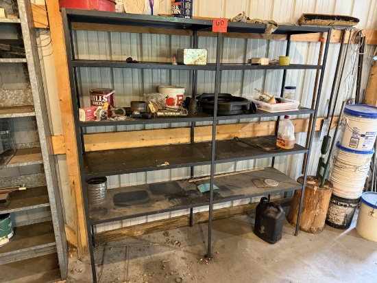 Metal shelf with contents