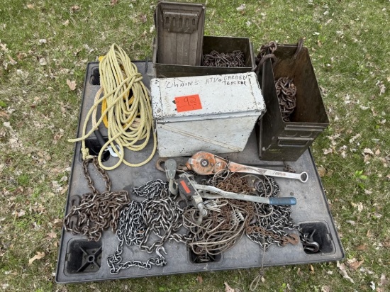 Pallet of Chains and Ammo Boxes
