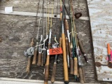 Multiple Mixed Rods and Reels Older