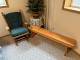 Bench, Rocker Glider, Tree Décor, Lamp