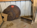 2 Saw Blades and Rail Road Metal Beam
