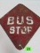 Antique Cast Iron S.T.C. Bus Stop Sign 14 X 17