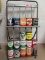 Awesome Vintage Service Station Oil Rack On Wheels W/ 17 Quart Cans